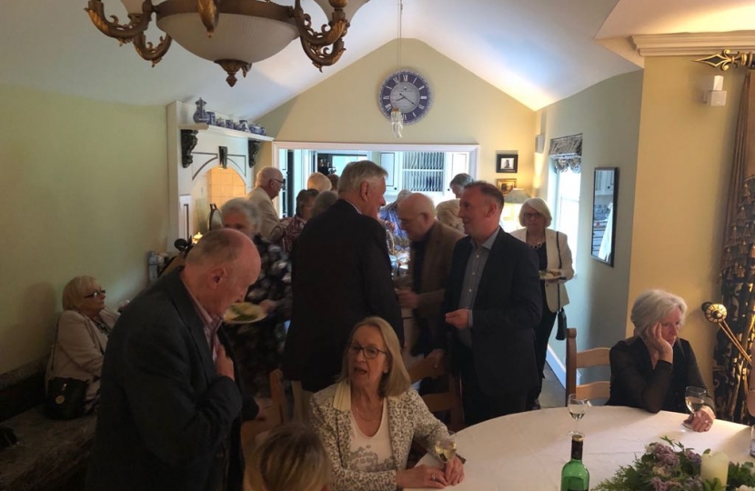 Members enjoy the Spring Supper party at the home of Louise and Gordon Thistlethwaite